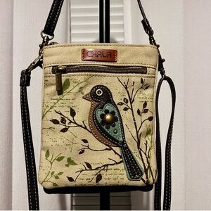 Chala | Bird Appliqué Crossbody | Canvas & Faux Leather | One Size | no charms